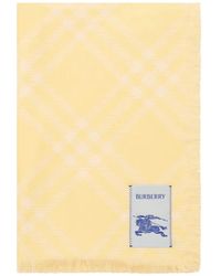 Burberry - ワイド チェック ウールシルクスカーフ - Lyst
