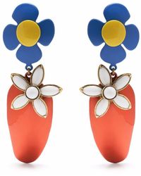 Saint Laurent - Flower And Strawberry Clip-on Earrings - Lyst
