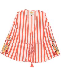 FARM Rio - Fruit Garden Embroidered Striped Top - Lyst