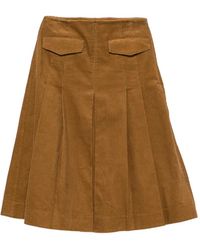 Tory Burch - Pleated Corduroy Midi Skirt - Lyst