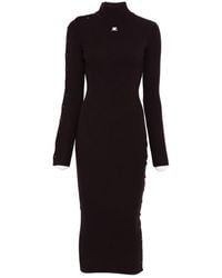 Courreges - Ribbed Button-Detail Dress - Lyst