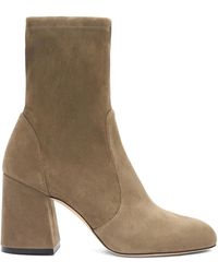Stuart Weitzman - 85 Mm Essentialist Stretch Suède Enkellaarzen - Lyst