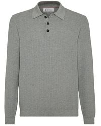 Brunello Cucinelli - Gerippter Pullover mit Polokragen - Lyst