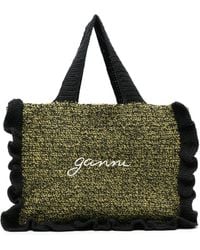 Ganni - Bolso shopper con logo bordado - Lyst