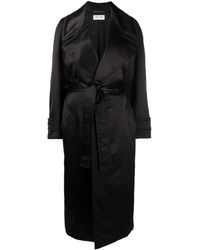 Saint Laurent - Cappotto monopetto con revers a lancia - Lyst