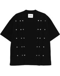 Jil Sander - T-Shirt En Coton À Détails D'Œillets - Lyst
