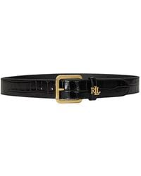 Ralph Lauren - Croc-Effect Logo-Plaque Belt - Lyst