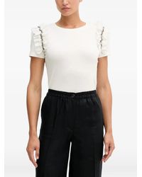 GAUDI - Ruffled Bead-Embellished T-Shirt - Lyst