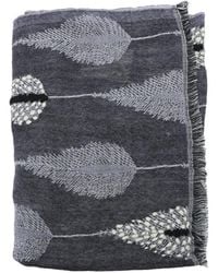 Altea - Feather-Print Frayed Scarf - Lyst
