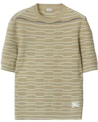 Burberry - Embroidered-logo Knit T-shirt - Lyst