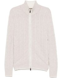 N.Peal Cashmere - Contrast Cable Full Zip Sweater - Lyst