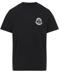 Moncler - T-Shirt Met Logopatch En Contrasterende Print - Lyst