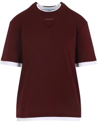 Prada - Camiseta De Jersey De Algodon A Capas - Lyst