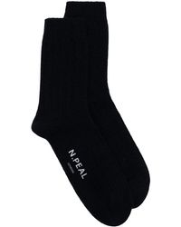 N.Peal Cashmere Logo-print Ankle-length Socks - Blue
