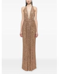 Nissa - Sequined Halterneck Maxi Dress - Lyst