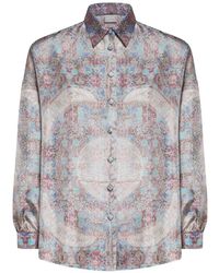 Pierre Louis Mascia - Aloe Mosaic-Pattern Button-Up Silk Shirt - Lyst