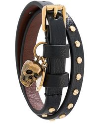 Alexander McQueen Dubbele Armband Met Doodskop - Zwart