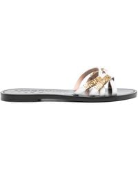 Moschino - Logo-plaque Leather Sandals - Lyst