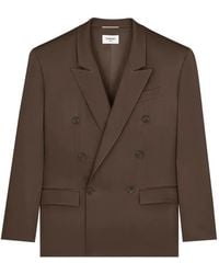 Saint Laurent - Double-Breasted Silk Blazer - Lyst