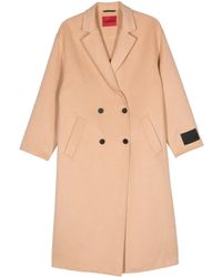 HUGO - Double-Breasted Long Coat - Lyst