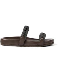 Brunello Cucinelli - Leather Sandals With Precious Braided Straps - Lyst