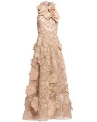 Elie Saab - Raffia-Embroidered Tulle Maxi Dress - Lyst