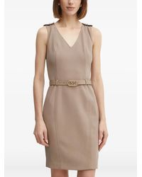 Guess - V-Neck Belted Mini Dress - Lyst