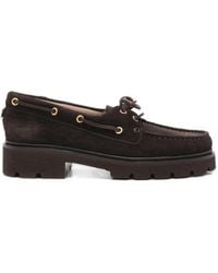Gianvito Rossi - Olonne Lug-Sole Suede Boat Shoes - Lyst