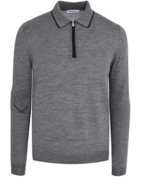 Gran Sasso - Tennis Poloshirt Met Rits En Lange Mouwen - Lyst