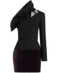 Genny - One-Shoulder Bow-Detail Mini Dress - Lyst