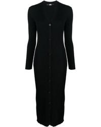 Karl Lagerfeld - V-Neck Knitted Midi Dress - Lyst