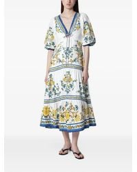 FARM Rio - Off- Emily Floral Tapestry Drawstring Midi Dress - Lyst