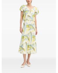 DKNY - V-Neck Puff-Sleeve Midi Dress - Lyst