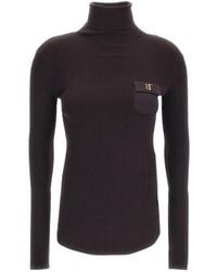 Elisabetta Franchi - Ribbed-Knit Logo-Plaque Sweater - Lyst