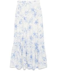 Maje - Floral-Print Midi Skirt - Lyst