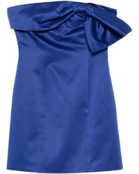 ROTATE BIRGER CHRISTENSEN - Mini Abito Blu Con Dettaglio Fiocco - Lyst