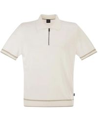 BOSS - Half-Zip Striped-Trim Polo Shirt - Lyst