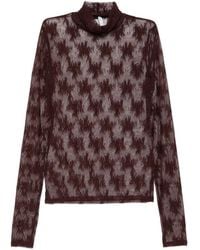Imperial - Lace-Embroidered High-Neck Top - Lyst
