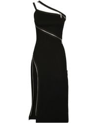 Dolce & Gabbana - Robe mi-longue asymétrique à détails de zips - Lyst