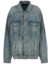 Balenciaga - Logo-Print Denim Jacket - Lyst