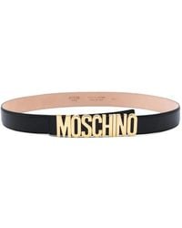Moschino - Logo-Buckle Leather Belt - Lyst