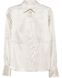 Brunello Cucinelli - Satin Shirt With Monili - Lyst