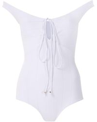 Amir Slama Lace Up Bodysuit - White