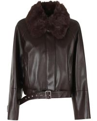 Isabelle Blanche - Faux-Fur Collar Belted Bomber Jacket - Lyst