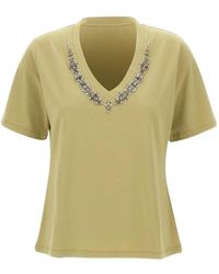 Elena Miro - T-Shirt Con Scollo A V - Lyst
