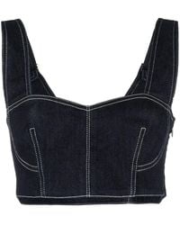 Alberta Ferretti - Top Corto Estilo Bustier Con Costuras En Contraste - Lyst