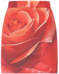 Roberto Cavalli - Rose-Print Mini Skirt - Lyst