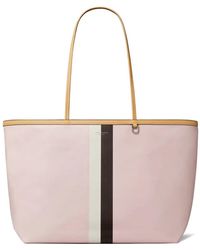 Tory Burch - Racer Striped-Detail Logo-Print Tote Bag - Lyst