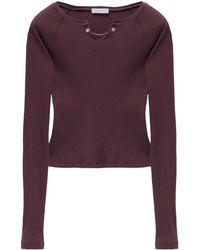 McQueen - Geribbelde Top Met Kettingdetail - Lyst