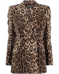 Dolce & Gabbana - Leopard-Print Double-Breasted Blazer - Lyst